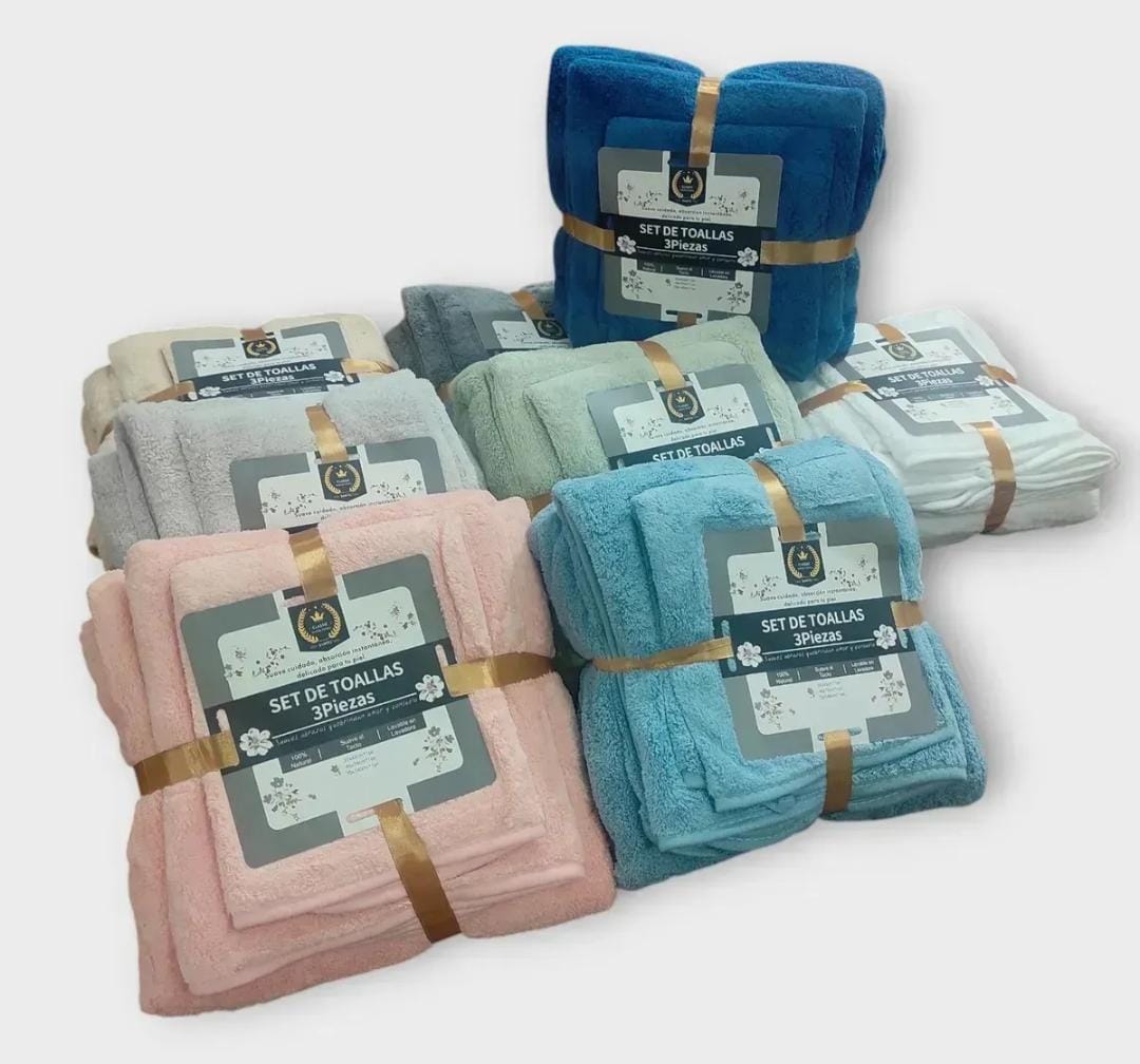 SET DE TOALLAS X 3 SECADO RAPIDO